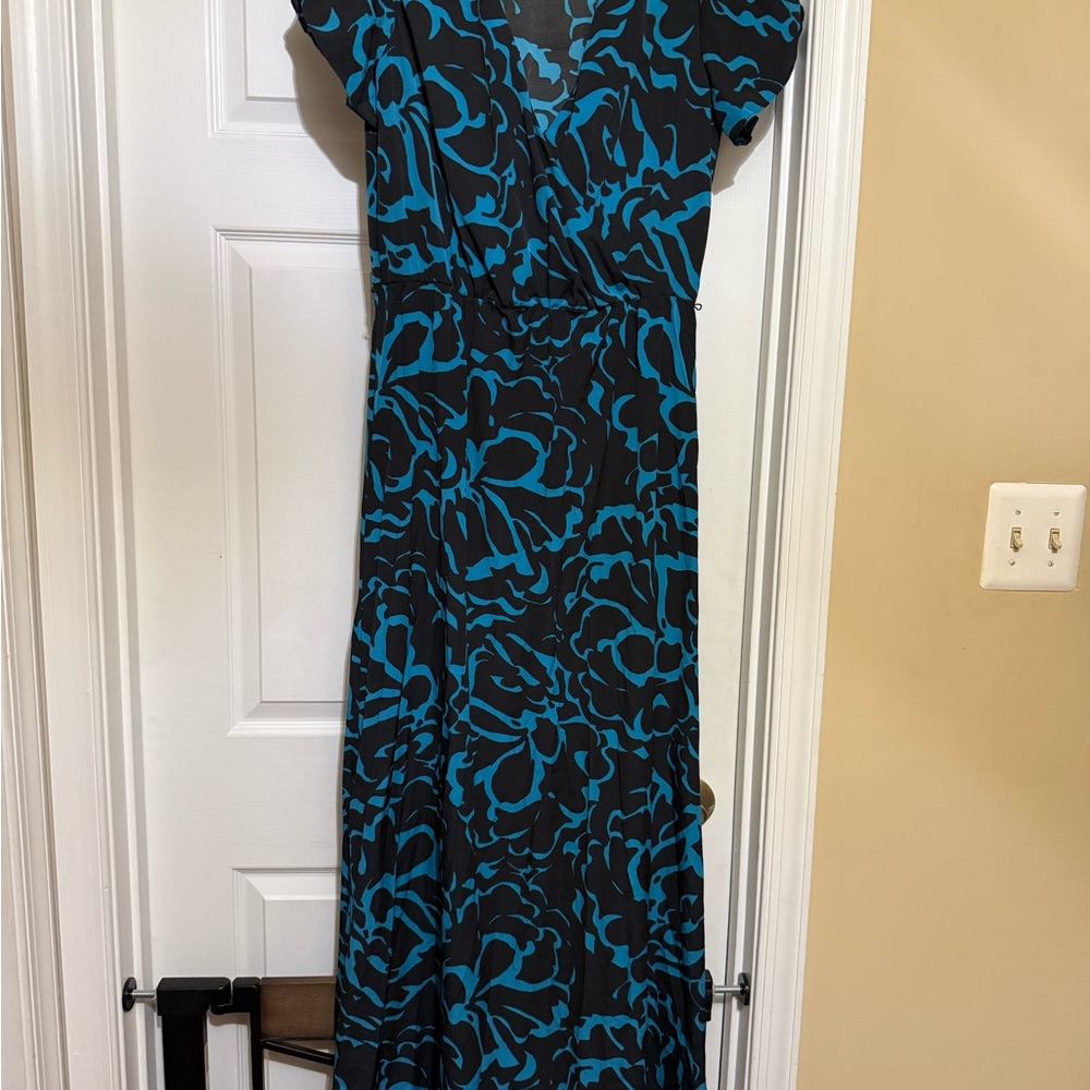 Banana Republic Black and Teal Maxi Dress